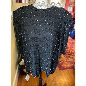 JasJas Designs New York 100% silk black beaded top